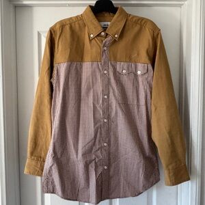 Men's Brown and White Checkered Shirt